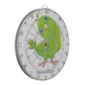 可愛い緑の好奇心のインコ漫画イラストレーション ダーツボード (正面左)