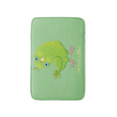 可愛い緑の好奇心のインコ漫画イラストレーション バスマット (正面縦)