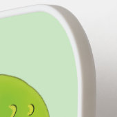 可愛い緑の好奇心のインコ漫画イラストレーション ピックルボールラケット (左詳細)