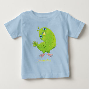 可愛い緑の好奇心のインコ漫画イラストレーション ベビーTシャツ