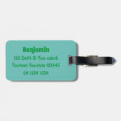 可愛い緑の好奇心のインコ漫画イラストレーション ラゲッジタグ (裏面横)