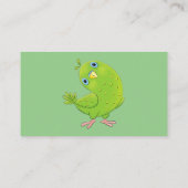 可愛い緑の好奇心のインコ漫画イラストレーション 名刺 (裏面)