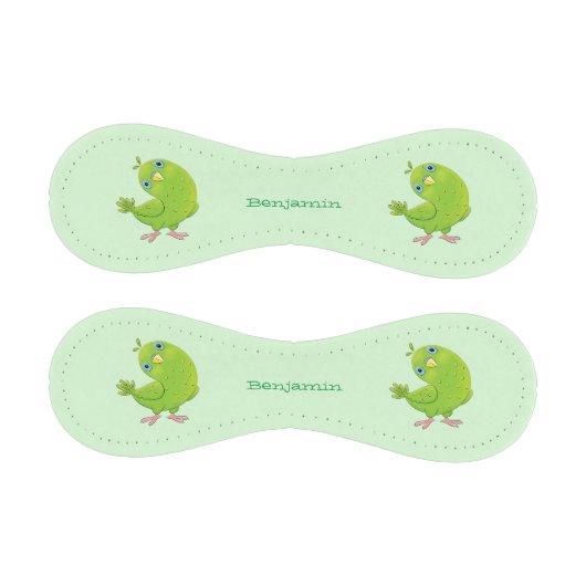 可愛い緑の好奇心のインコ漫画イラストレーション 野球ボール (パネル)