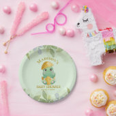 可愛い緑の恐竜の男の子の赤ちゃんシャワー ペーパープレート (パーティー)