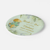 可愛い緑の恐竜の男の子の赤ちゃんシャワー ペーパープレート (アングル)