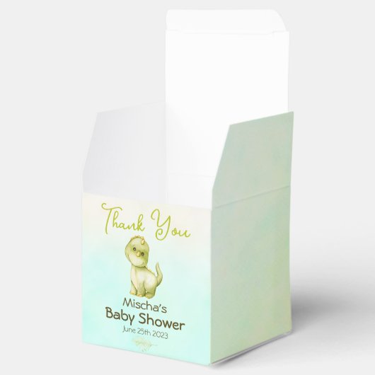 可愛い緑の恐竜テーマ赤ちゃんシャワー フェイバーボックス (オープン)