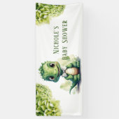 可愛い緑の恐竜フローラ赤ちゃんシャワー 横断幕 (縦)