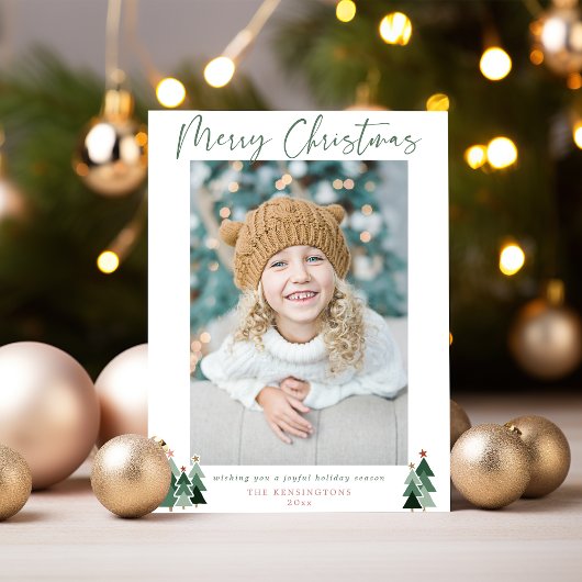 可愛い緑の木ミニマルモダンス写真 シーズンカード