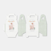 可愛い緑の格子柄サボホラマベビーシャワー フェイバーボックス (折り畳みなし)