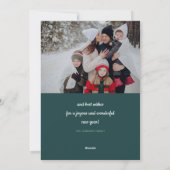 可愛い緑の森の動物の家族の写真クリスマス シーズンカード (裏面)