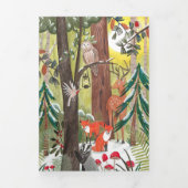 可愛い緑の森の動物の家族の写真クリスマス 三つ折り招待状 (カバー)