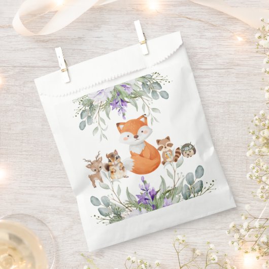 可愛い緑の森の動物の森の持ち込み フェイバーバッグ (クリップ留めされた状態)