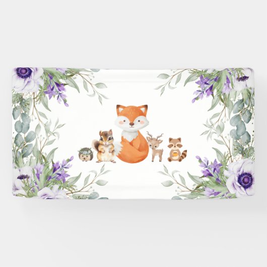 可愛い緑の森の動物の森の持ち込み 横断幕 (横)