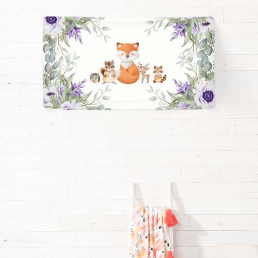 可愛い緑の森の動物の森の持ち込み 横断幕 (インサイチュ)