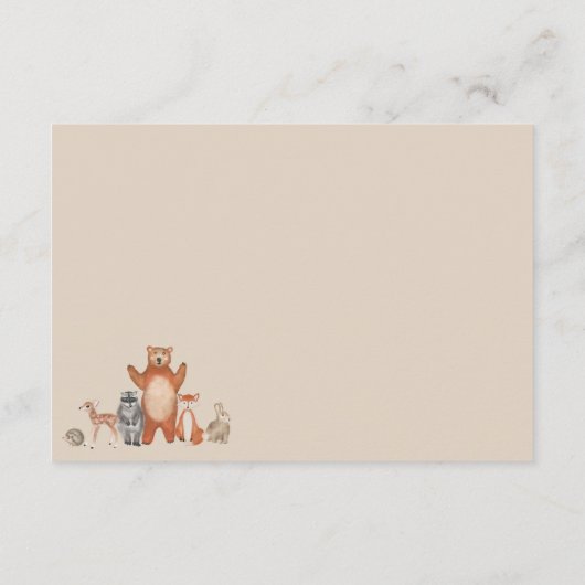 可愛い緑の森の動物の森は本を持ってくる エンクロージャーカード (裏面)