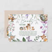 可愛い緑の森の動物の森は本を持ってくる エンクロージャーカード (正面/裏面)