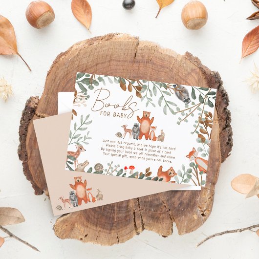 可愛い緑の森の動物の森は本を持ってくる エンクロージャーカード