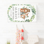 可愛い緑の森の動物の赤ちゃんシャワー背景 横断幕 (インサイチュ)