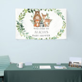 可愛い緑の森の動物の赤ちゃんシャワー背景 横断幕 (トレードショー)