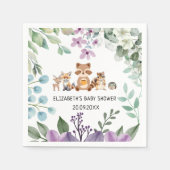 可愛い緑の森の動物ウッドランドペーパーナプキン スタンダードカクテルナプキン (正面)