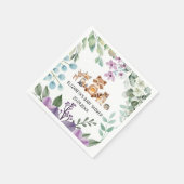 可愛い緑の森の動物ウッドランドペーパーナプキン スタンダードカクテルナプキン (角)