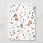 可愛い緑の森の動物ウッドランド1歳の誕生日 招待状 (裏面)