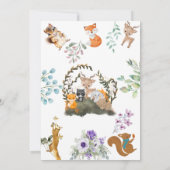 可愛い緑の森の動物ウッドランド1歳の誕生日 招待状 (裏面)