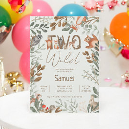 可愛い緑の森の動物ウッドランド2歳の誕生日 招待状