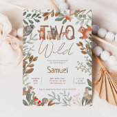 可愛い緑の森の動物ウッドランド2歳の誕生日 招待状