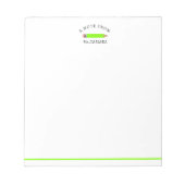 可愛い緑の鉛筆パーソナライズされた先生名 ノートパッド (正面)