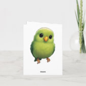 可愛い緑の鳥誕生日グリーティングカード カード (裏面)