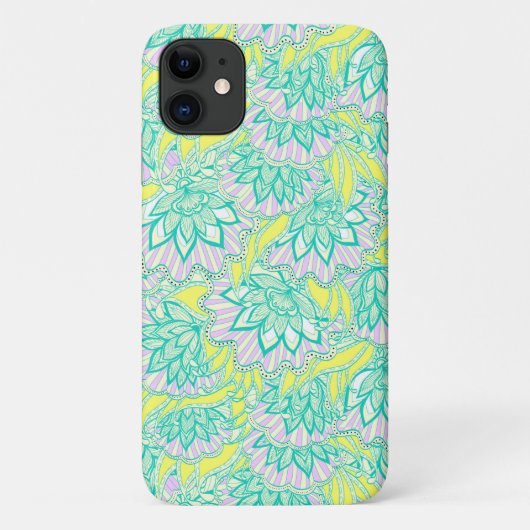 可愛い緑の黄色の花柄 Case-Mate iPhoneケース (裏面)