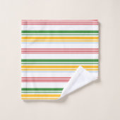 可愛い緑の黄色ストライプ色 バスタオルセット (ウォッシュタオル)