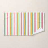 可愛い緑の黄色ストライプ色 バスタオルセット (ハンドタオル)