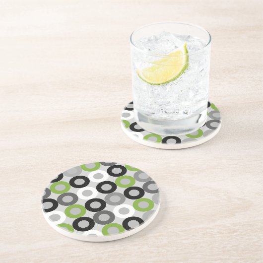 可愛い緑の黒と白のドットのベクトルパターン コースター (側面)