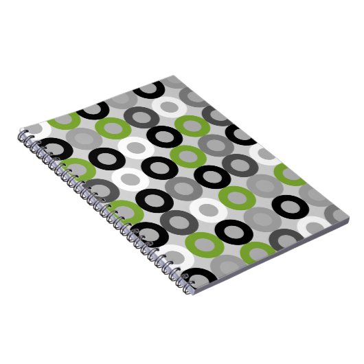 可愛い緑の黒と白のドットのベクトルパターン ノートブック (右側)