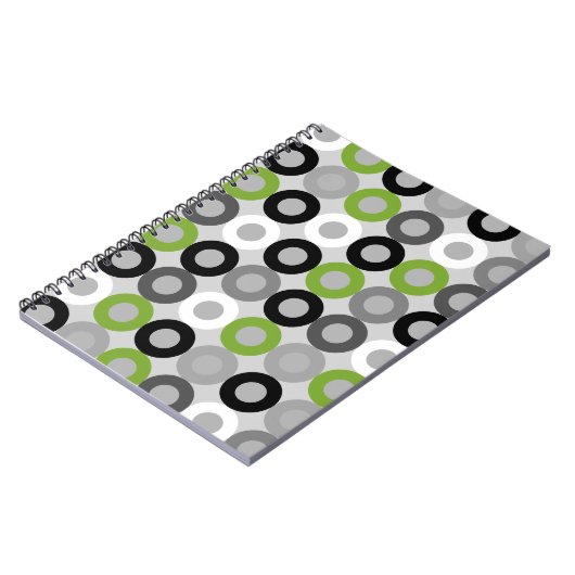 可愛い緑の黒と白のドットのベクトルパターン ノートブック (左側)