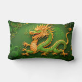 可愛い緑中国の金龍新年枕 ランバークッション (裏面)