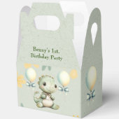 可愛い緑絵を描恐竜1歳のパーティー フェイバーボックス (見開き)