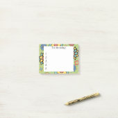 可愛い緑、黄色、青のフローラ投稿ノート ポストイット (デスク上)