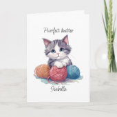 可愛い編み物の糸名前をカスタムする サンキューカード (正面)