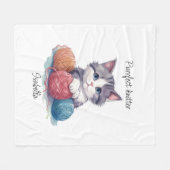 可愛い編み物の糸名前をカスタムする フリースブランケット (正面(横))