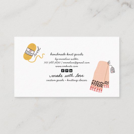 可愛い編み物事業と編み物指導 名刺 (裏面)