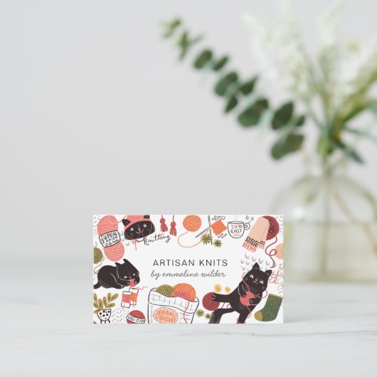 可愛い編み物事業と編み物指導 名刺 (スタンド正面)