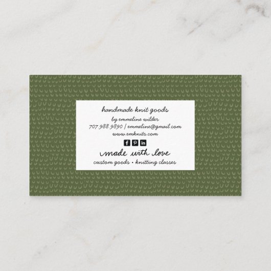 可愛い編み物事業と編み物指導 名刺 (裏面)