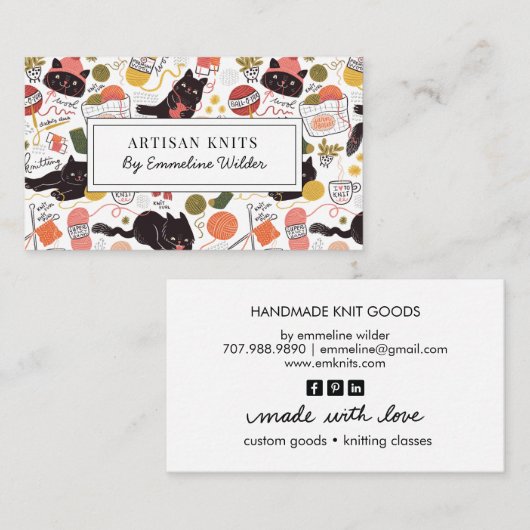 可愛い編み物事業と編み物指導 名刺 (正面/裏面)