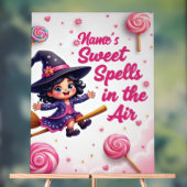 可愛い編集可能な名前の魔女オンブルームハロウィーン アクリルサイン (ニュートラル)