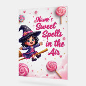 可愛い編集可能な名前の魔女オンブルームハロウィーン アクリルサイン (傾斜)