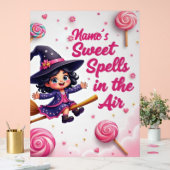 可愛い編集可能な名前の魔女オンブルームハロウィーン アクリルサイン (ウェディング)