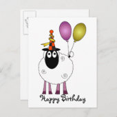 可愛い羊のパーティー時。 インビテーションポストカード (正面/裏面)